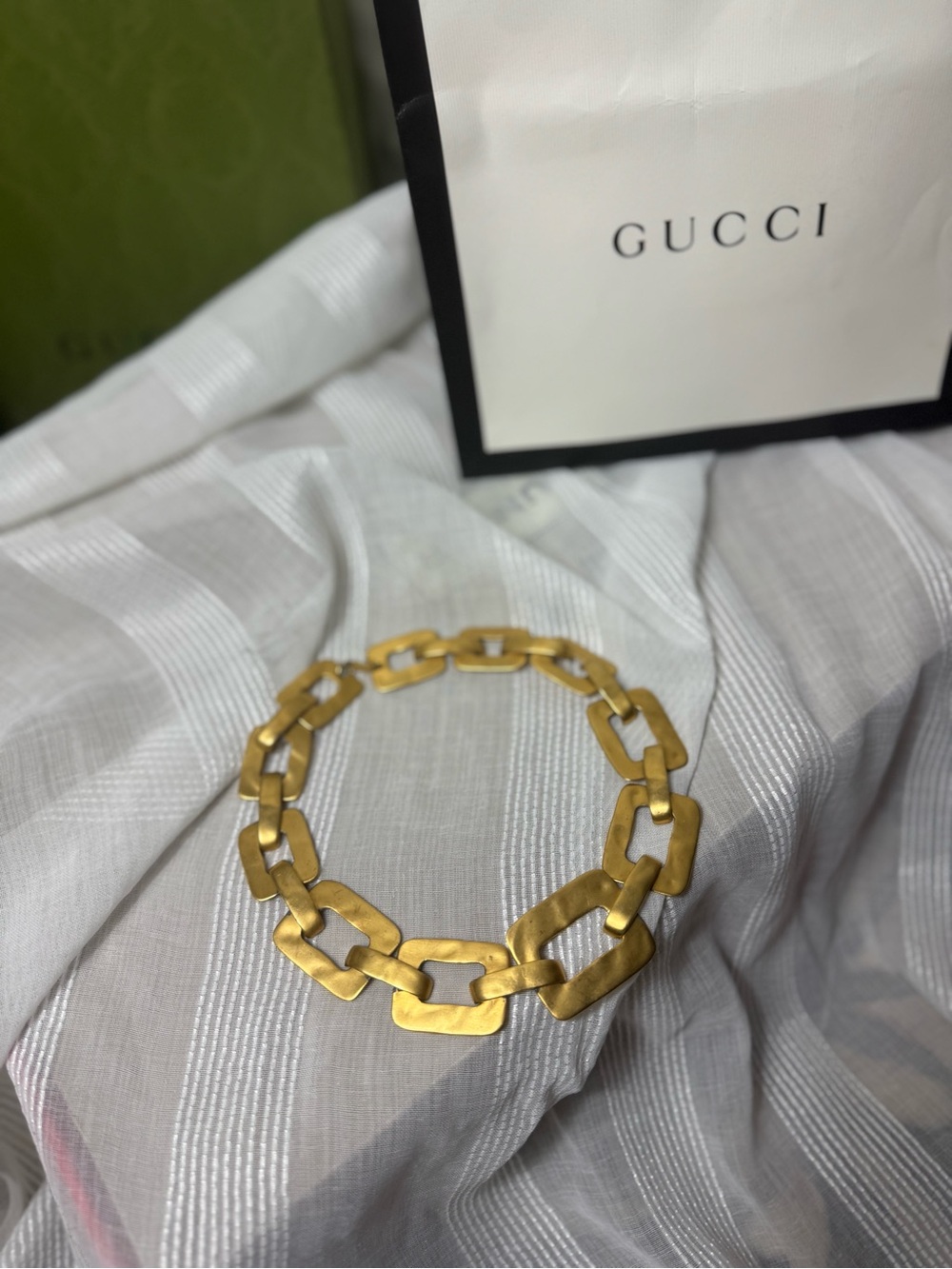 70s Vintage Matte Gold Oversized Link Necklace Heavy